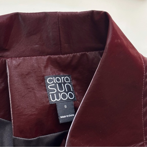 Clara Sunwoo Vinyl + Liquid Leather Panel Zip Cuff Jacket Small Mulberry - Picture 10 of 12